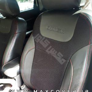 روکش صندلی چانگان Changan CS35 چرم و پارچه مشکی با دوخت قرمز اسپایسی