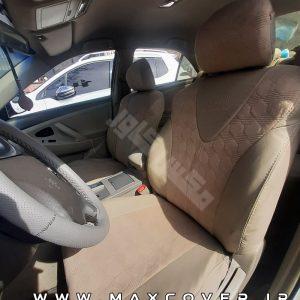 روکش صندلی تویوتا کمری 2011-2007 چرم و پارچه کرم