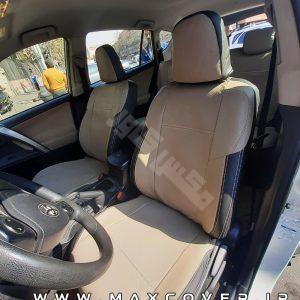 روکش صندلی تویوتا روافور RAV4 چرم کرم مشکی