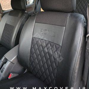 روکش صندلی نیسان رونیز چرم و پارچه مشکی