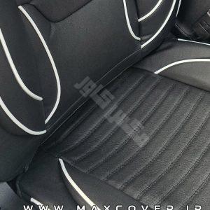 روکش طبی پراید 132 چرم کربن مشکی دوخت سفید طرح فراری