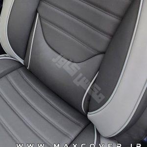 روکش صندلی طبی پژو 207 چرم کربن مشکی طوسی طرح فراری