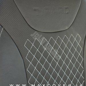 روکش صندلی تیگارد X35 چرم مشکی دوخت طوسی